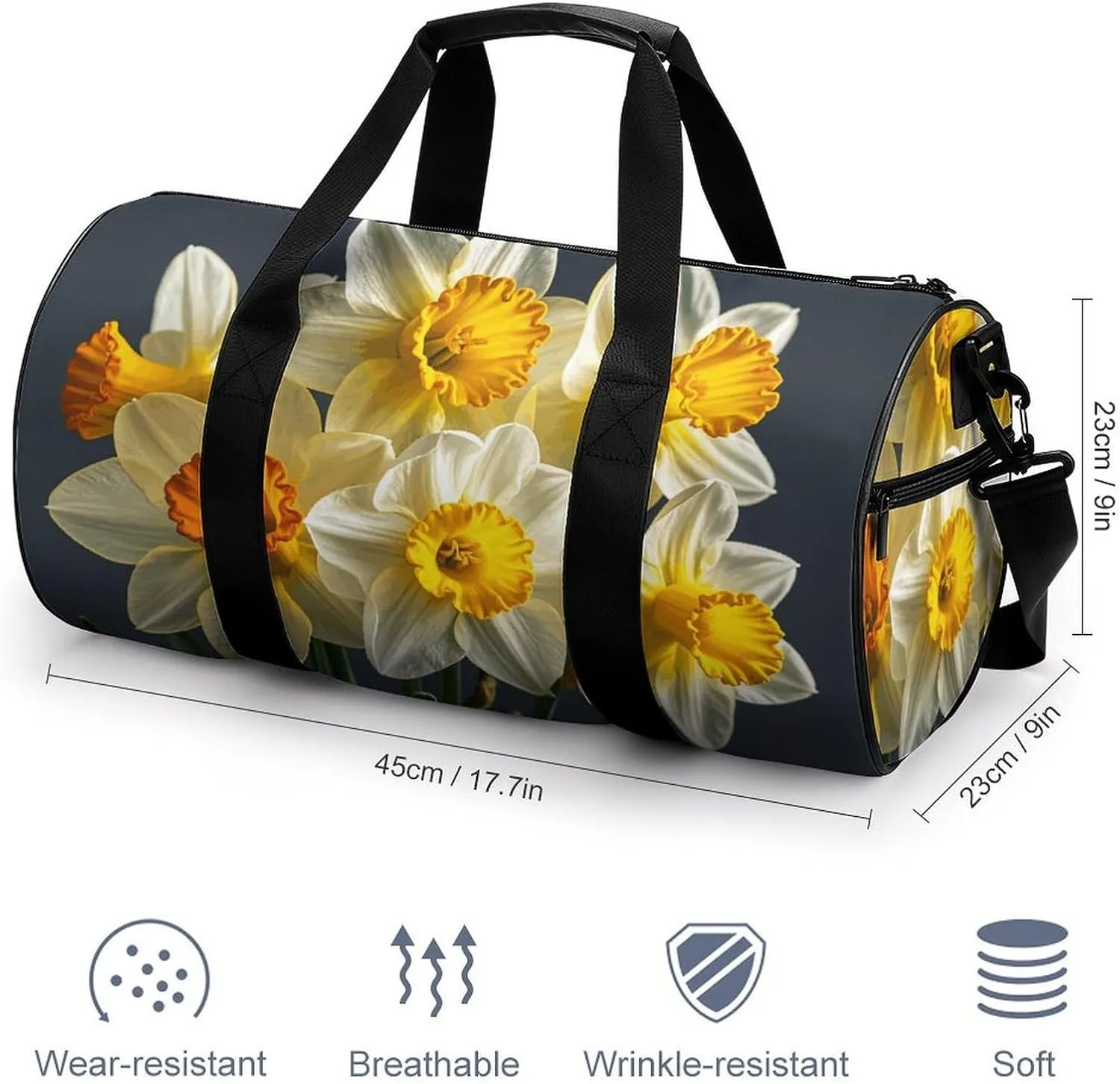 Bouquet of Daffodils Gym Bag Small Travel Duffle Bag with Compartment Carry On Weekender Bag for Women Men