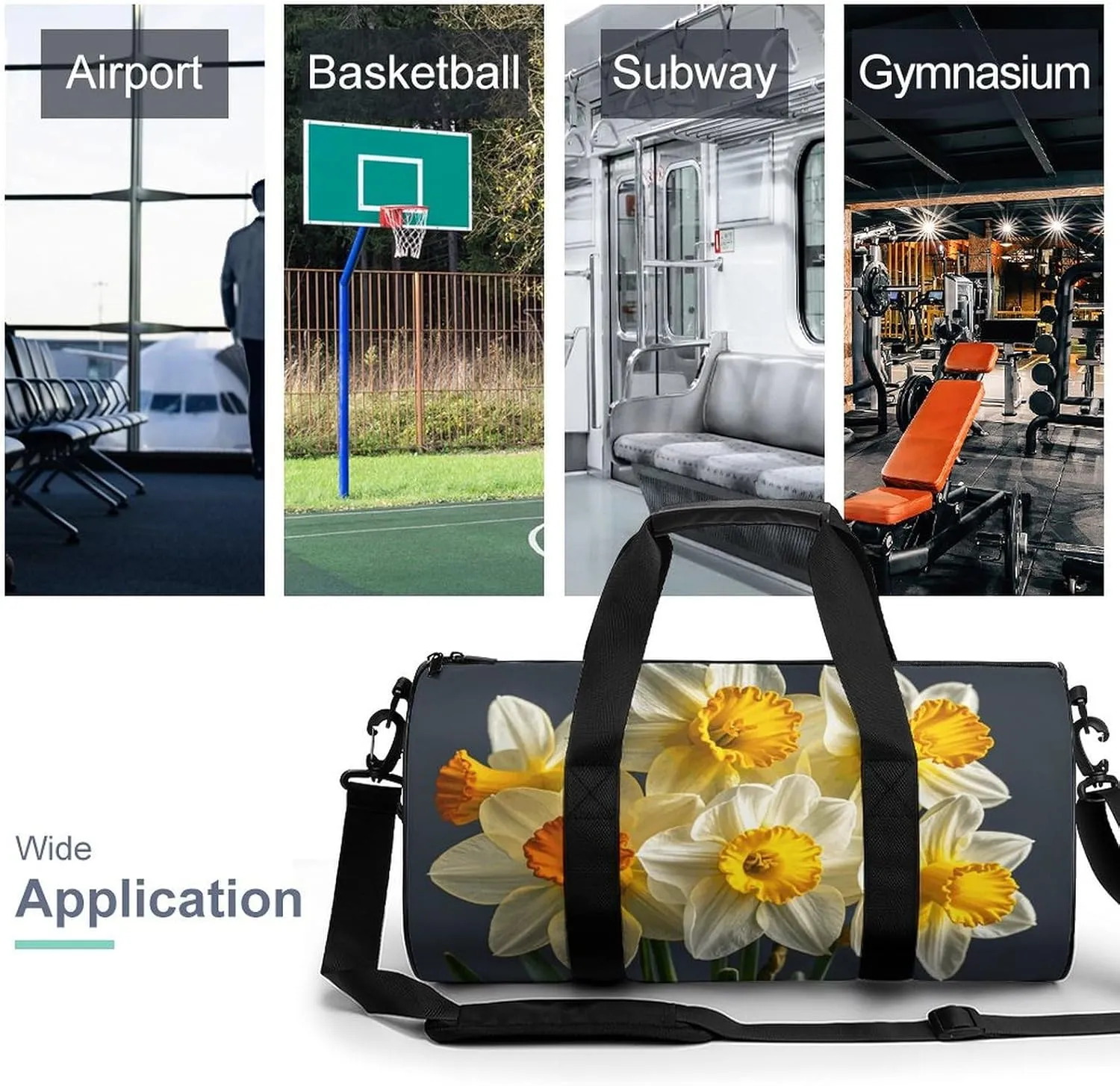 Bouquet of Daffodils Gym Bag Small Travel Duffle Bag with Compartment Carry On Weekender Bag for Women Men