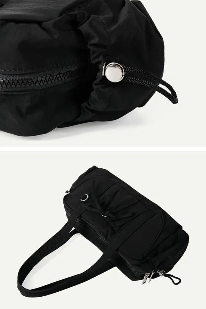 Bow-Tie Sling Bags for Women Lightweight Top-Handle Bags with Drawstring Patch Pocket Soft Vegan Leather Handbags