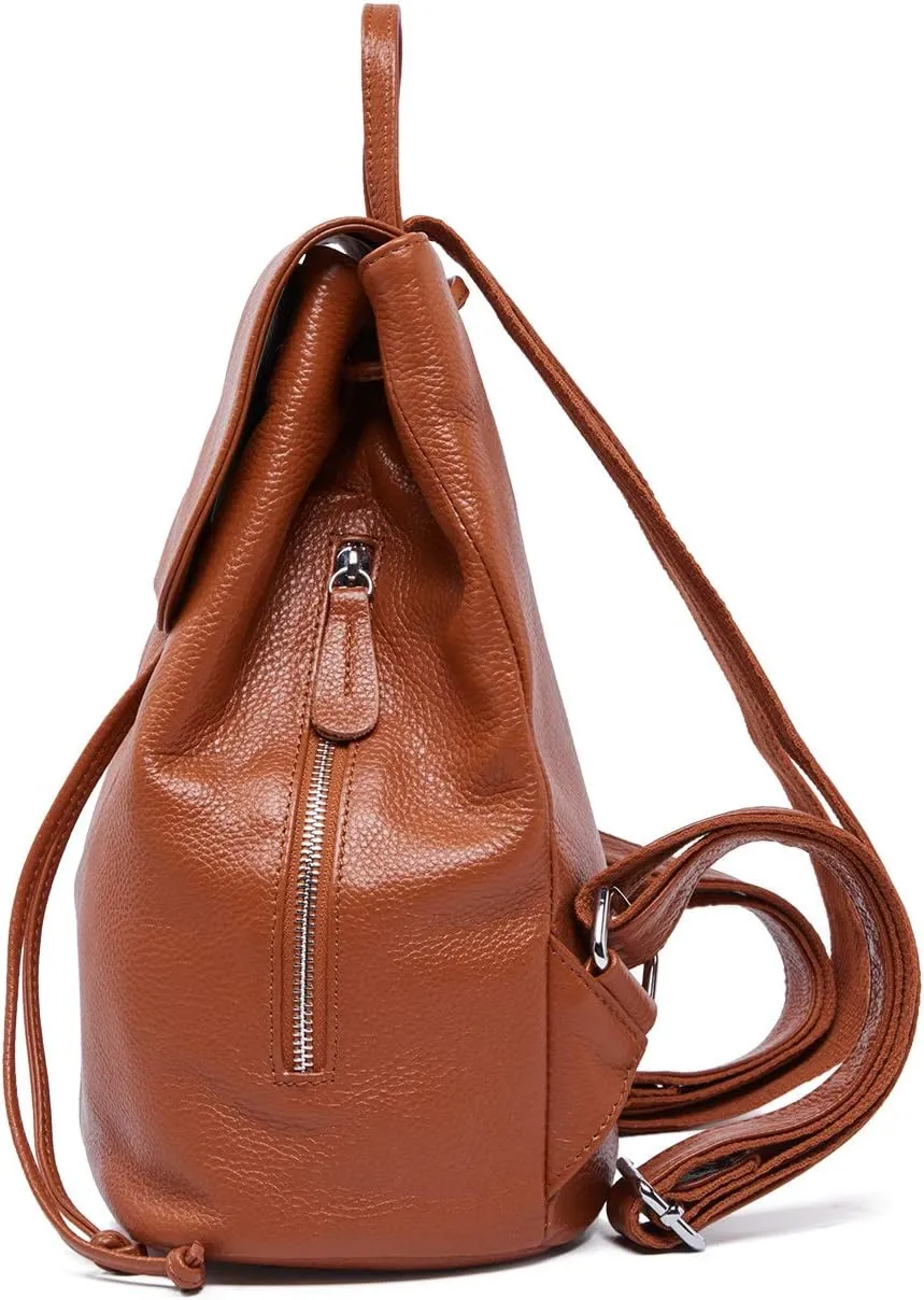 BOYATU Leather Backpack Purse for Women: Ladies Travel Fashion Back Pack - Genuine Leather Bag Casual Handbags for Work (Brown)