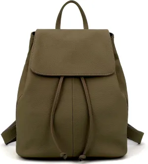 BOYATU Leather Backpack Purse for Women: Ladies Travel Fashion Back Pack - Genuine Leather Bag Casual Handbags for Work (Olive green)