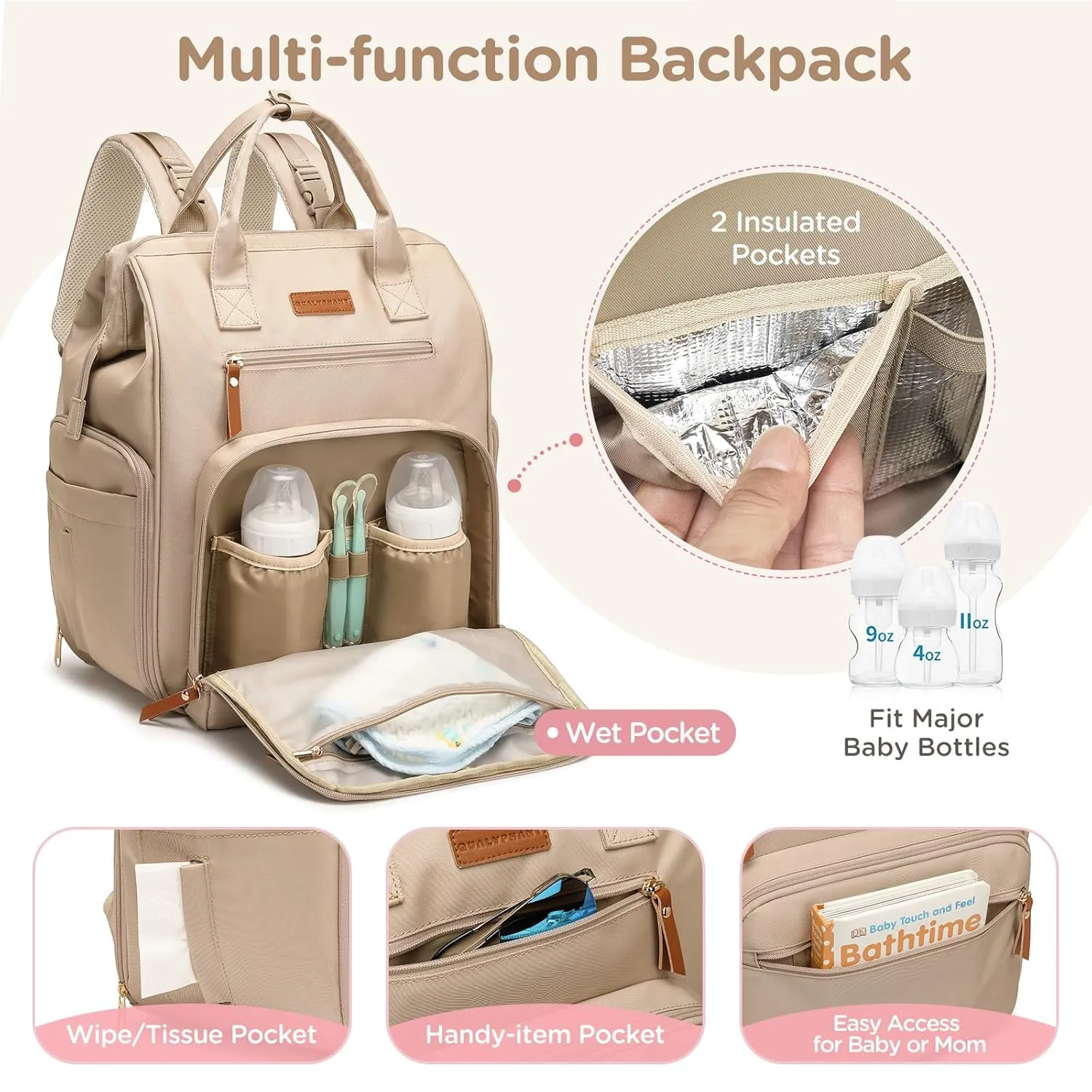 Breast Pump Bag for Spectra S1 S2 Medela, Convertible Large Diaper Bag Backpack for Working Moms with 16 inch Laptop Sleeve & Cooler Storage, 31L