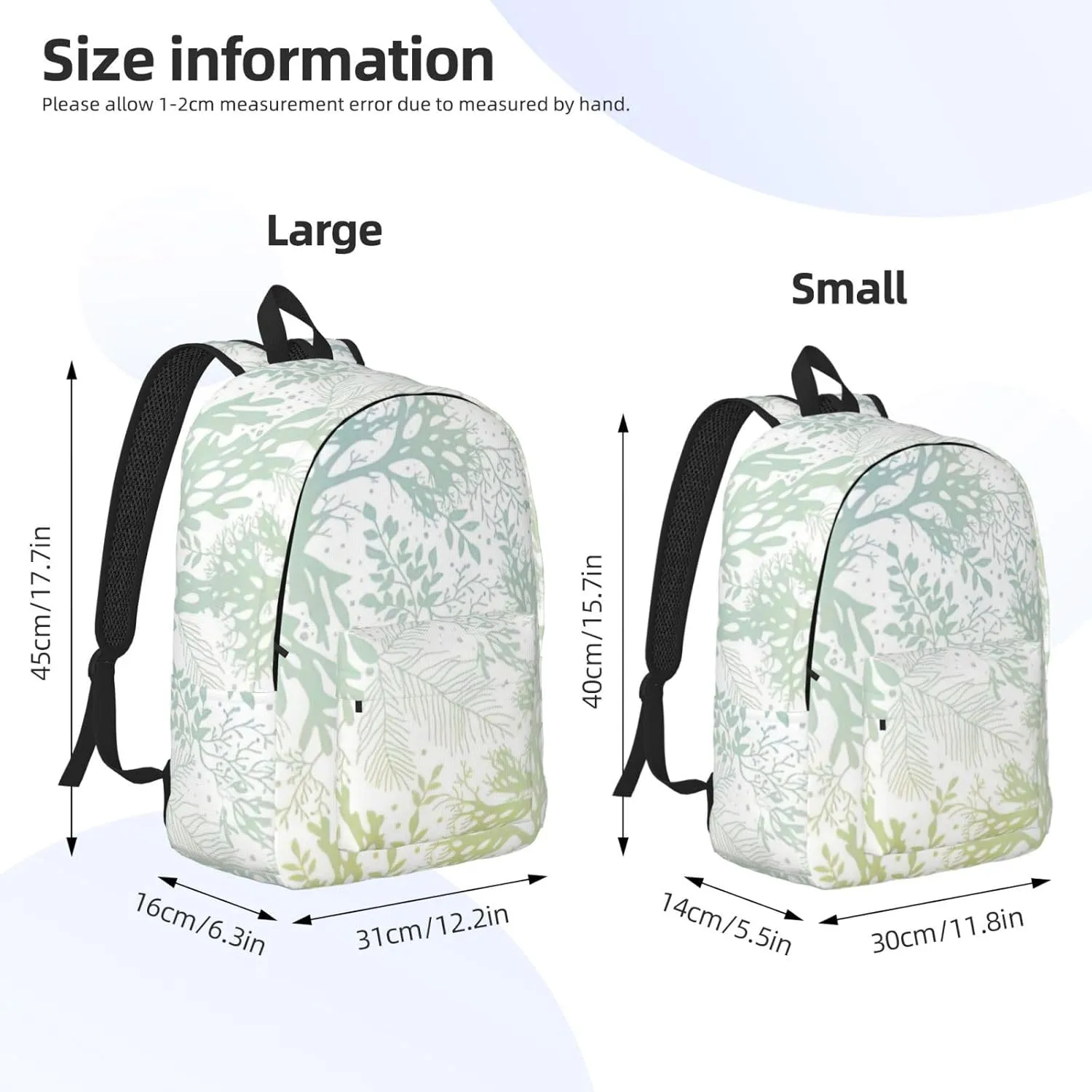 BREAUX Green Sea Blue Seaweed Canvas Casual Lightweight Duffel Bag, Fashion Duffel Bag, Unisex Travel Backpack, Medium, Black