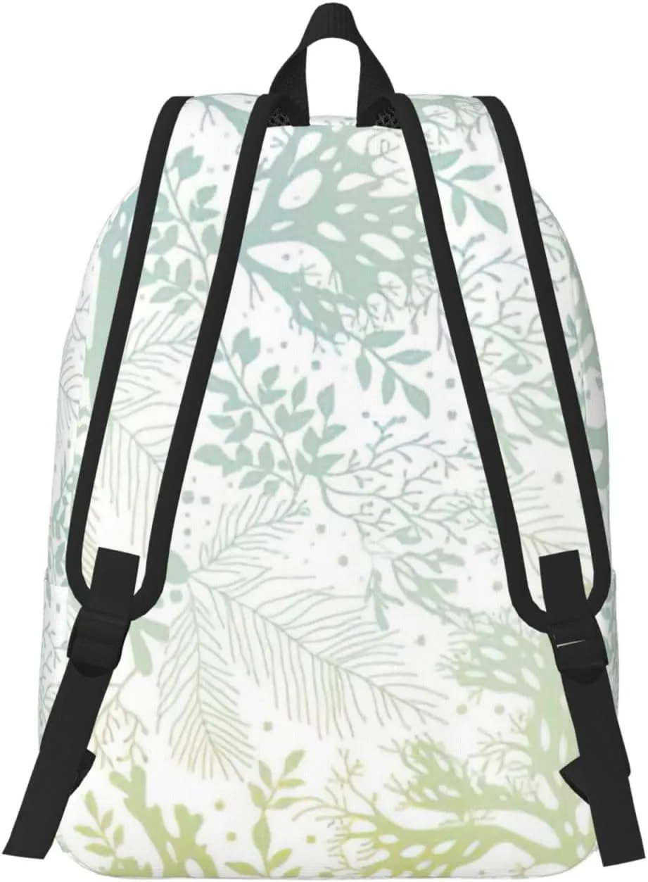 BREAUX Green Sea Blue Seaweed Canvas Casual Lightweight Duffel Bag, Fashion Duffel Bag, Unisex Travel Backpack, Medium, Black
