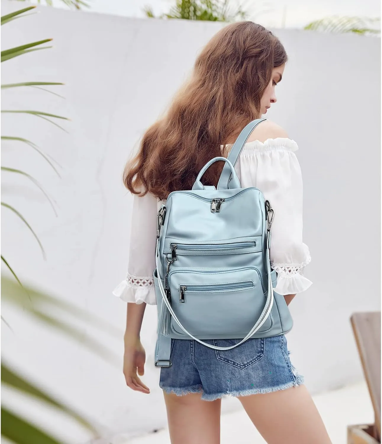 BROMEN Backpack Purse for Women Fashion Leather Designer Travel Large Ladies Shoulder Bags