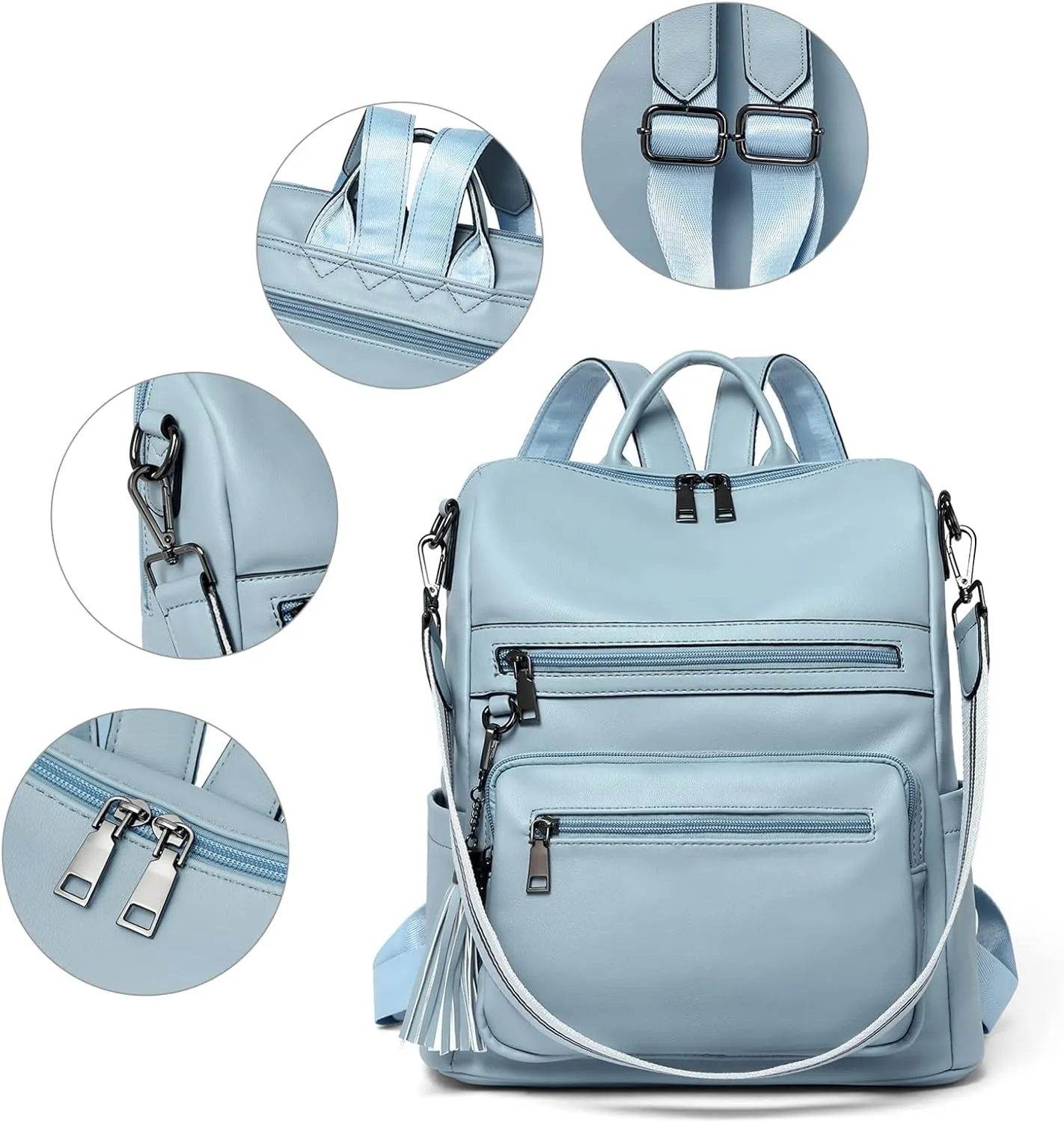 BROMEN Backpack Purse for Women Fashion Leather Designer Travel Large Ladies Shoulder Bags