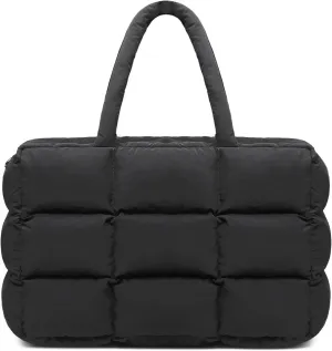 BTOOP Puffer Tote for Women, Large Quilted Puffy Bag with Zipper, Lightweight Cute Bag for Work Travel Shop Gym