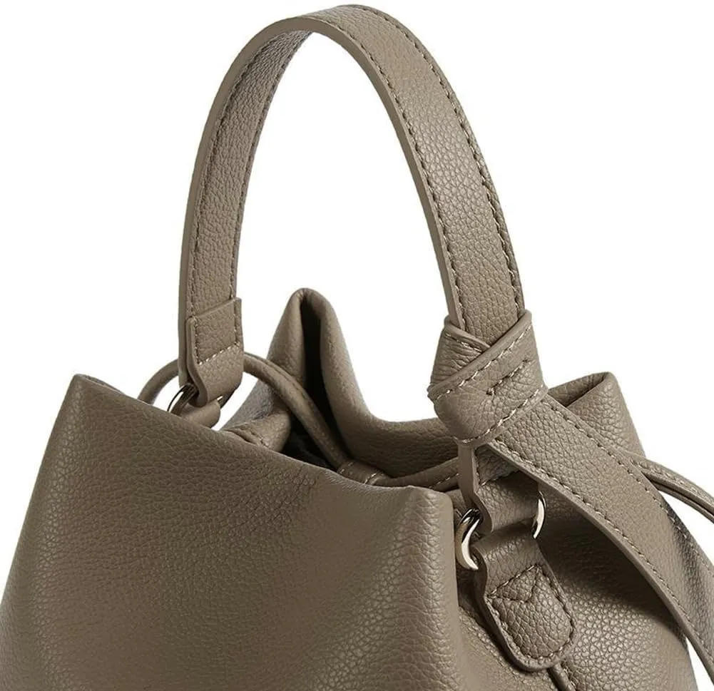 Bucket Bags Drawstring Handbags Women 2025 Spring Trendy Shoulder Crossbody Purses Top Handle Tote with Removeable Strap