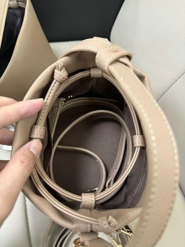 Bucket Bags Drawstring Handbags Women 2025 Spring Trendy Shoulder Crossbody Purses Top Handle Tote with Removeable Strap