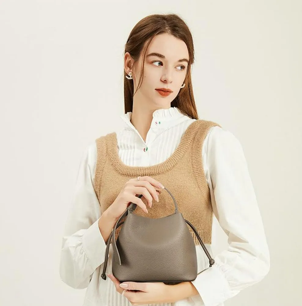 Bucket Bags Drawstring Handbags Women 2025 Spring Trendy Shoulder Crossbody Purses Top Handle Tote with Removeable Strap