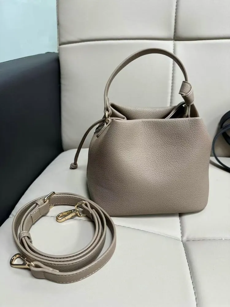 Bucket Bags Drawstring Handbags Women 2025 Spring Trendy Shoulder Crossbody Purses Top Handle Tote with Removeable Strap