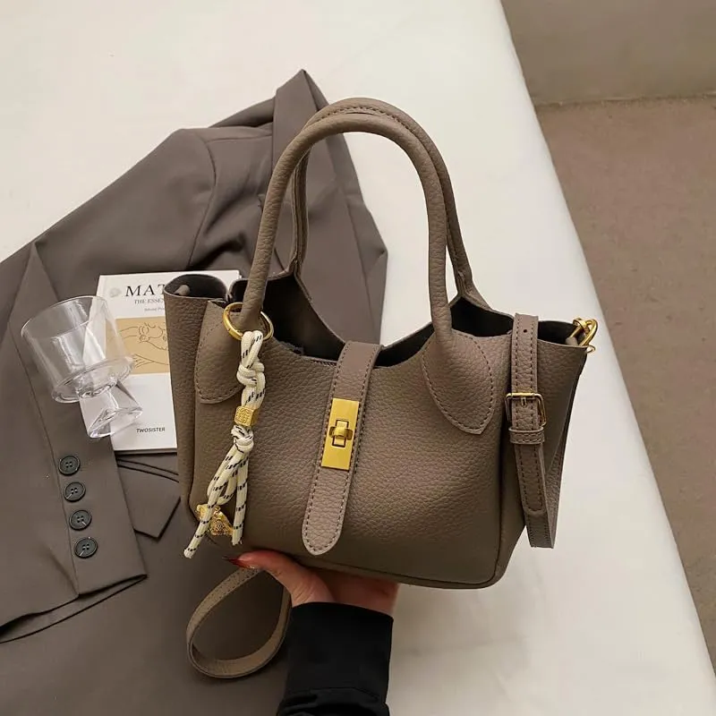 Bucket Bags for Women Crossbody Top Handle Bag Elegant Hobo Handbag Tote Purse Faux Leather Shoulder Bag with Zipper