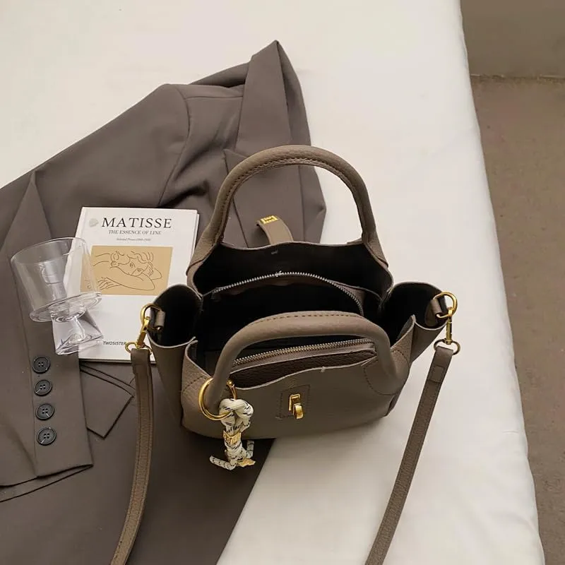 Bucket Bags for Women Crossbody Top Handle Bag Elegant Hobo Handbag Tote Purse Faux Leather Shoulder Bag with Zipper