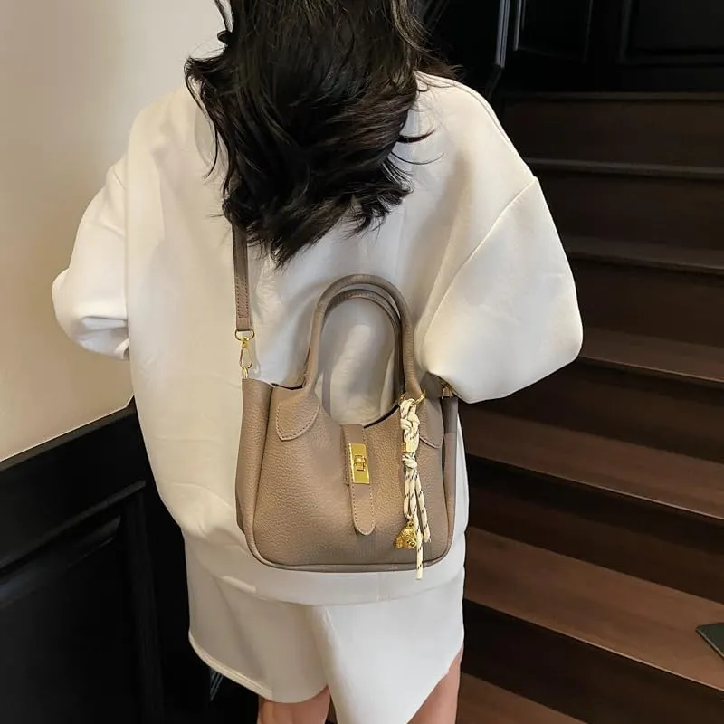 Bucket Bags for Women Crossbody Top Handle Bag Elegant Hobo Handbag Tote Purse Faux Leather Shoulder Bag with Zipper