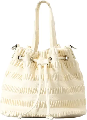 Bucket Bags for Women, Mini Pleated Leather Drawstring Crossbody Bucket Purses Shoulder Handbags