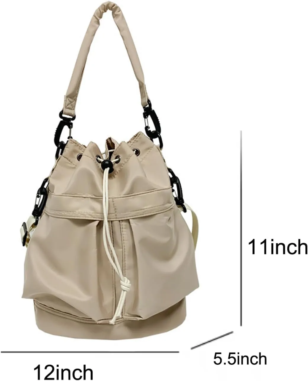 Bucket Shoulder Bags Drawstring Bucket Bag for Women Super Lightweight Nylon Crossbody Bag Tote Handbags for Travel Hiking