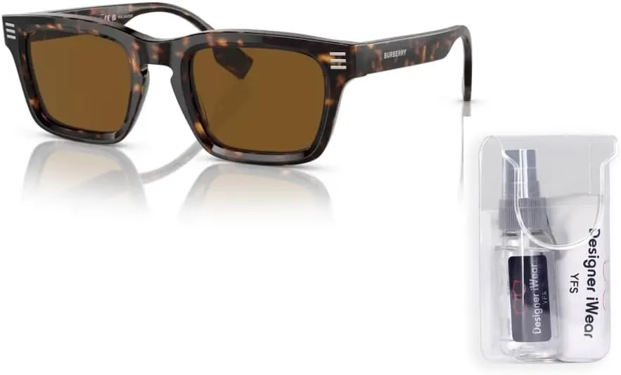 BURBERRY BE4403 Rectangle Sunglasses for Men   BUNDLE With Designer iWear Complimentary Eyewear Kit