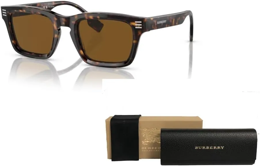 BURBERRY BE4403 Rectangle Sunglasses for Men   BUNDLE With Designer iWear Complimentary Eyewear Kit