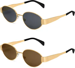 BUTABY Retro Oval Sunglasses for Women Men Designer Trendy Sun Glasses Classic Shades UV400 Protection