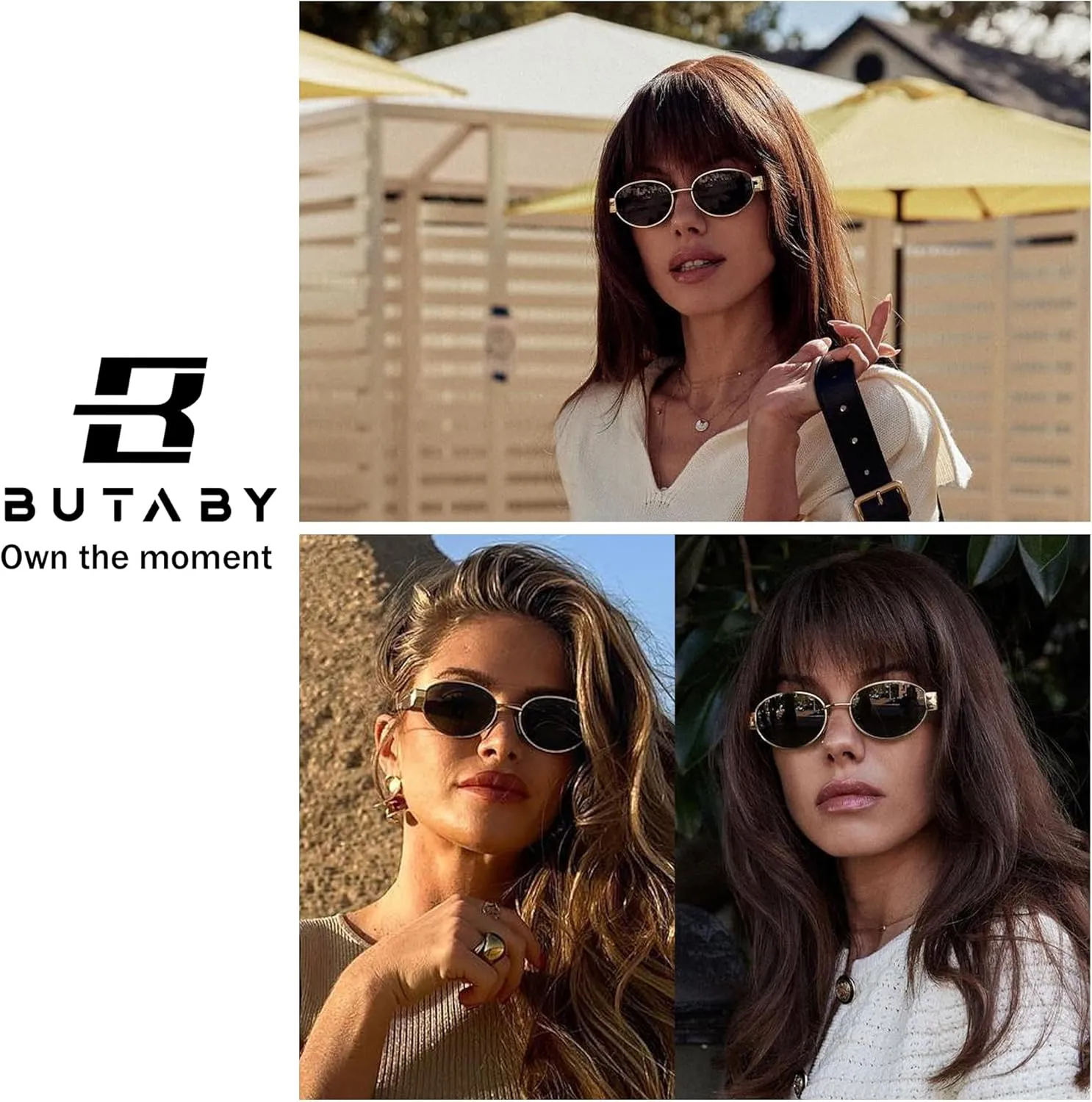 BUTABY Retro Oval Sunglasses for Women Men Designer Trendy Sun Glasses Classic Shades UV400 Protection