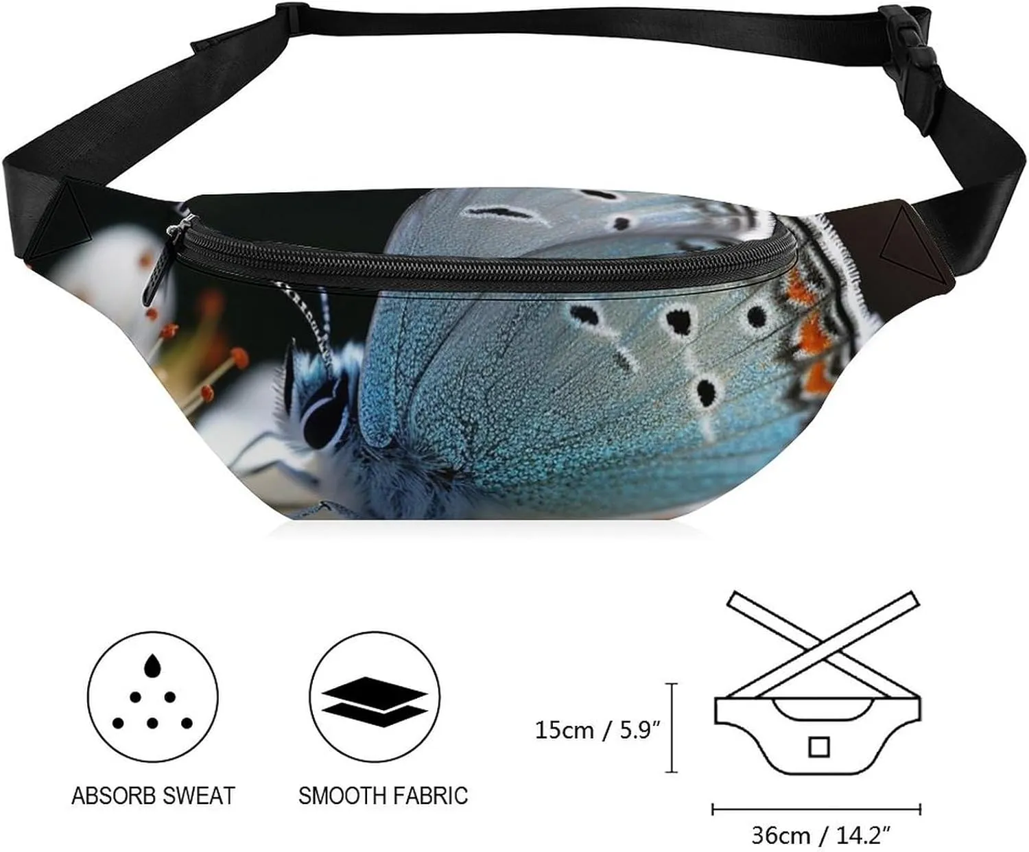 Butterfly Lingering on Flower Fanny Pack for Women Men Waist Bag Waterproof Belt Bag with Adjustable Strap
