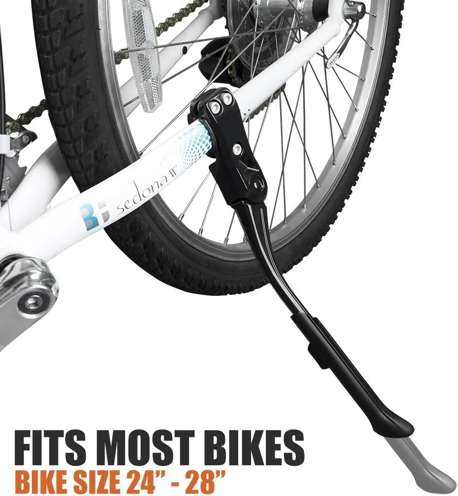 BV Bike Kickstand - Alloy Adjustable Height Rear Side Bicycle Kick Stand, for 24" - 28" Mountain Bike/Road Bike/BMX/MTB