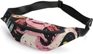 Cactus Axolotl Mexican Crossbody Fanny Pack Waist Packs Adjustable Shoulder Bags Sling Bag for Hiking Running Cycling