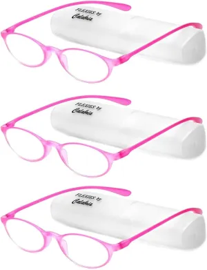 Calabria 719 Flexie Oval Flexible Reading Glasses Men Women Trendy Bendable Readers Lightweight TR 90 Frame Durable Eyeglass