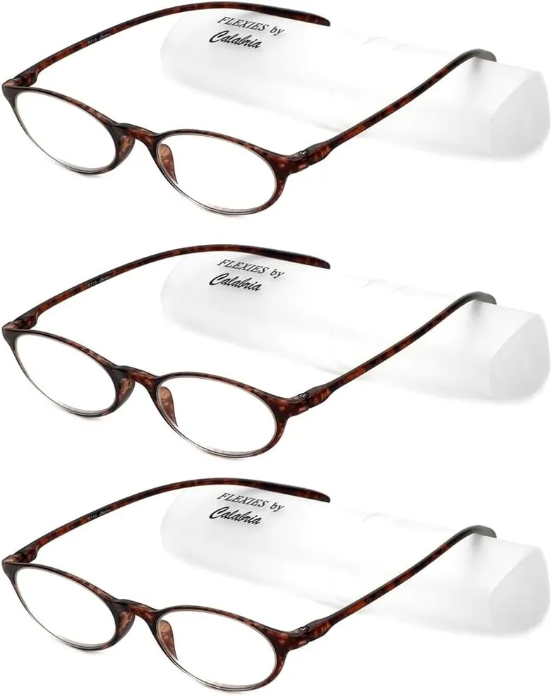 Calabria 719 Flexie Oval Flexible Reading Glasses Men Women Trendy Bendable Readers Lightweight TR 90 Frame Durable Eyeglass