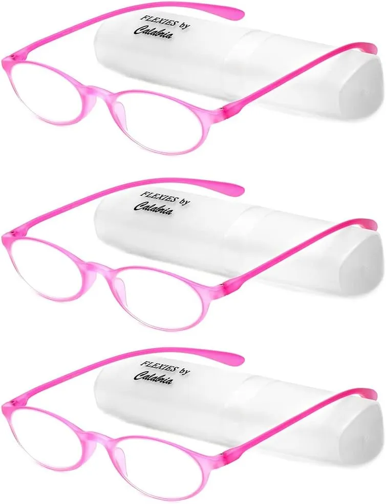 Calabria 719 Flexie Oval Flexible Reading Glasses Men Women Trendy Bendable Readers Lightweight TR 90 Frame Durable Eyeglass