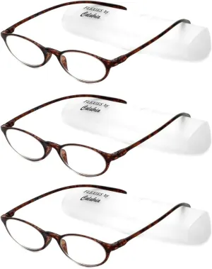 Calabria 719 Flexie Oval Flexible Reading Glasses Men Women Trendy Bendable Readers Lightweight TR 90 Frame Durable Eyeglass