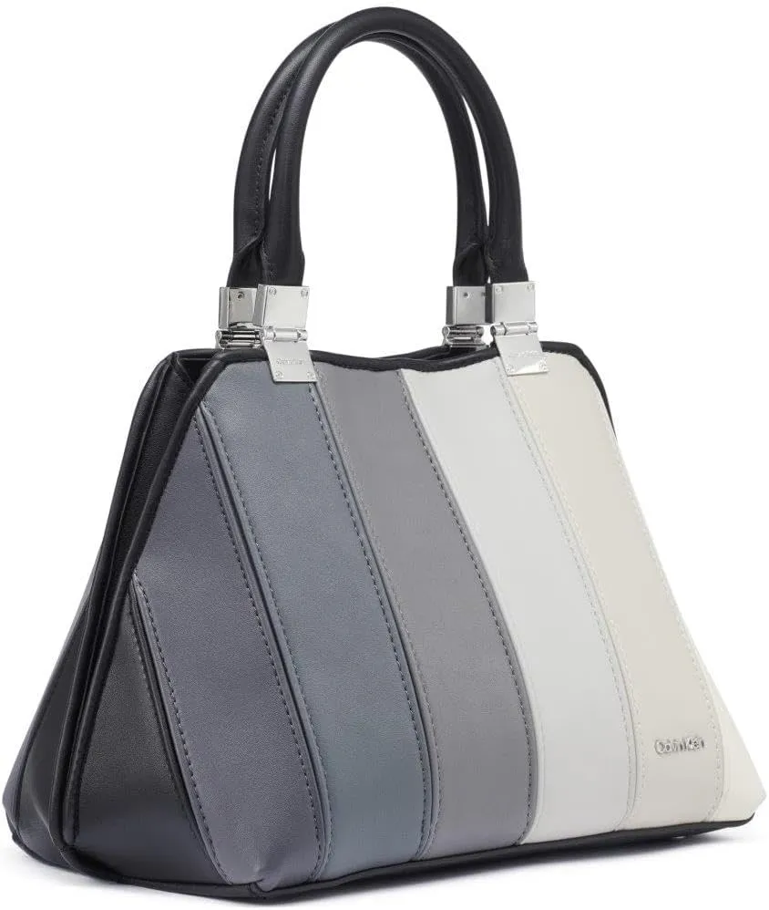 Calvin Klein Granite Geometric Satchel – 2 in 1, Vegan Leather, 2 Pockets