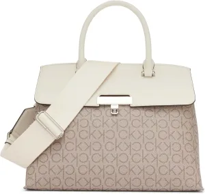 Calvin Klein Women's Becky Turn Lock Satchel – 2 in 1, Vegan Leather, 3 Pockets