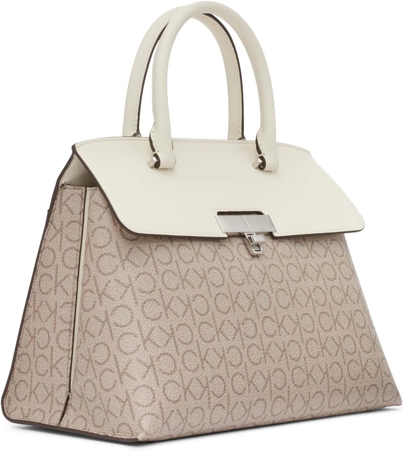 Calvin Klein Women's Becky Turn Lock Satchel – 2 in 1, Vegan Leather, 3 Pockets