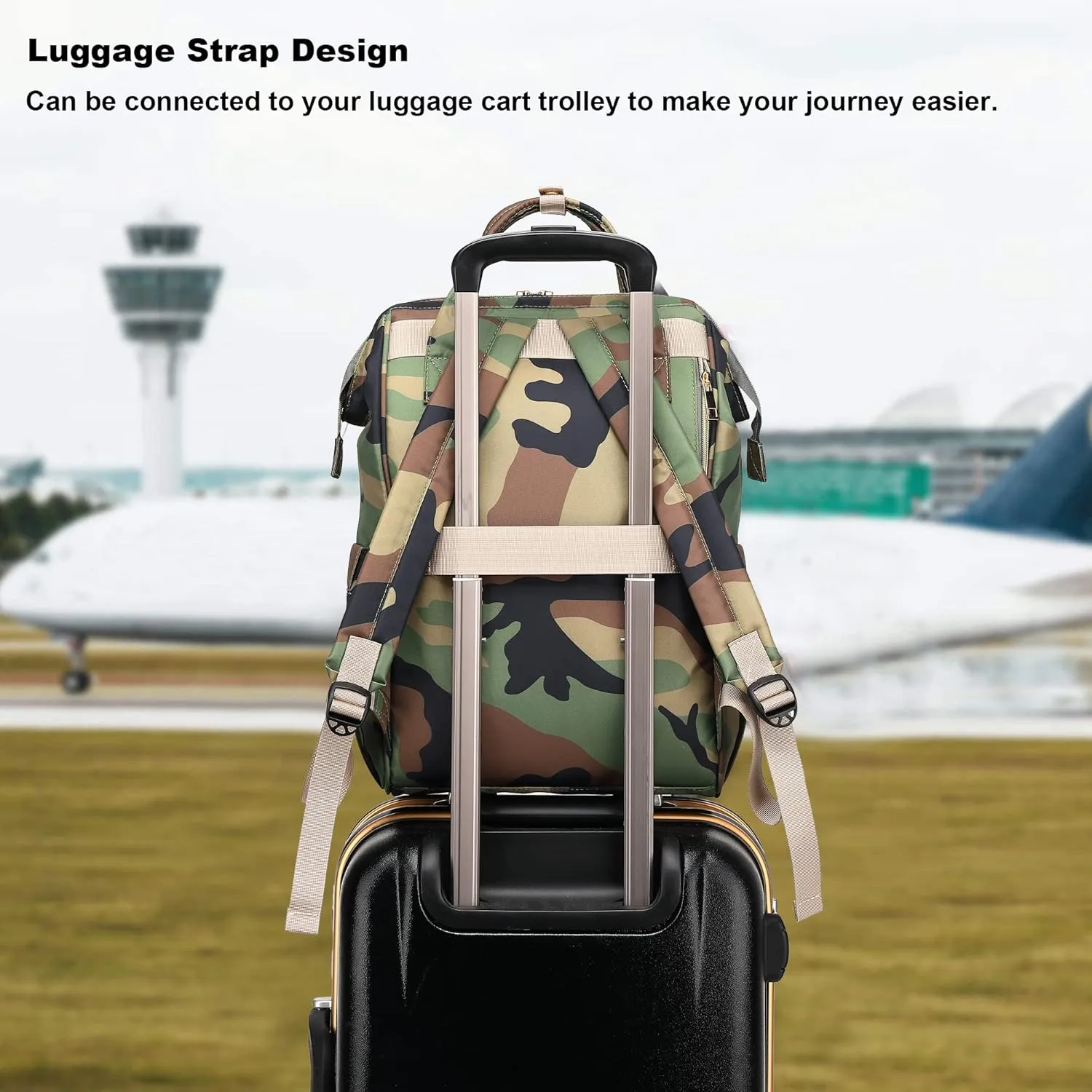 Camo Laptop Backpack for Women Men, 15.6 inch College School Backpack Bookbag for Work/School/Travel/Business