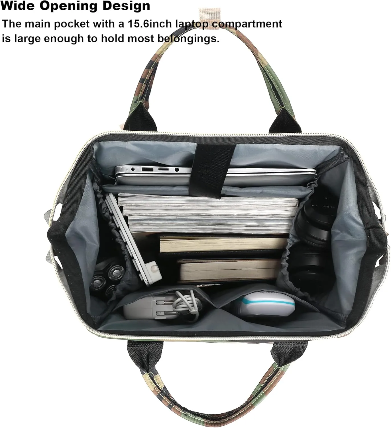 Camo Laptop Backpack for Women Men, 15.6 inch College School Backpack Bookbag for Work/School/Travel/Business