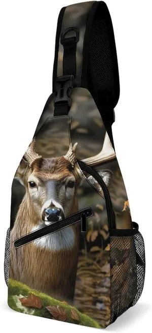 Camouflage Deer Crossbody Sling Bag for Women Men Sling Backpack Travel Chest Bag Pack Man Purse Shoulder Bags Daypack for Travel Hiking Cycling
