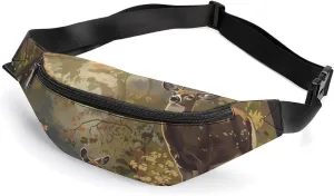 Camouflage Deer Hunting Tree Crossbody Fanny Pack Waist Packs Adjustable Shoulder Bags Sling Bag for Hiking Running Cycling