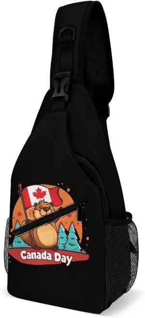 Canada Day Groundhog Crossbody Sling Bags Shoulder Backpack Chest DayPack Handbag
