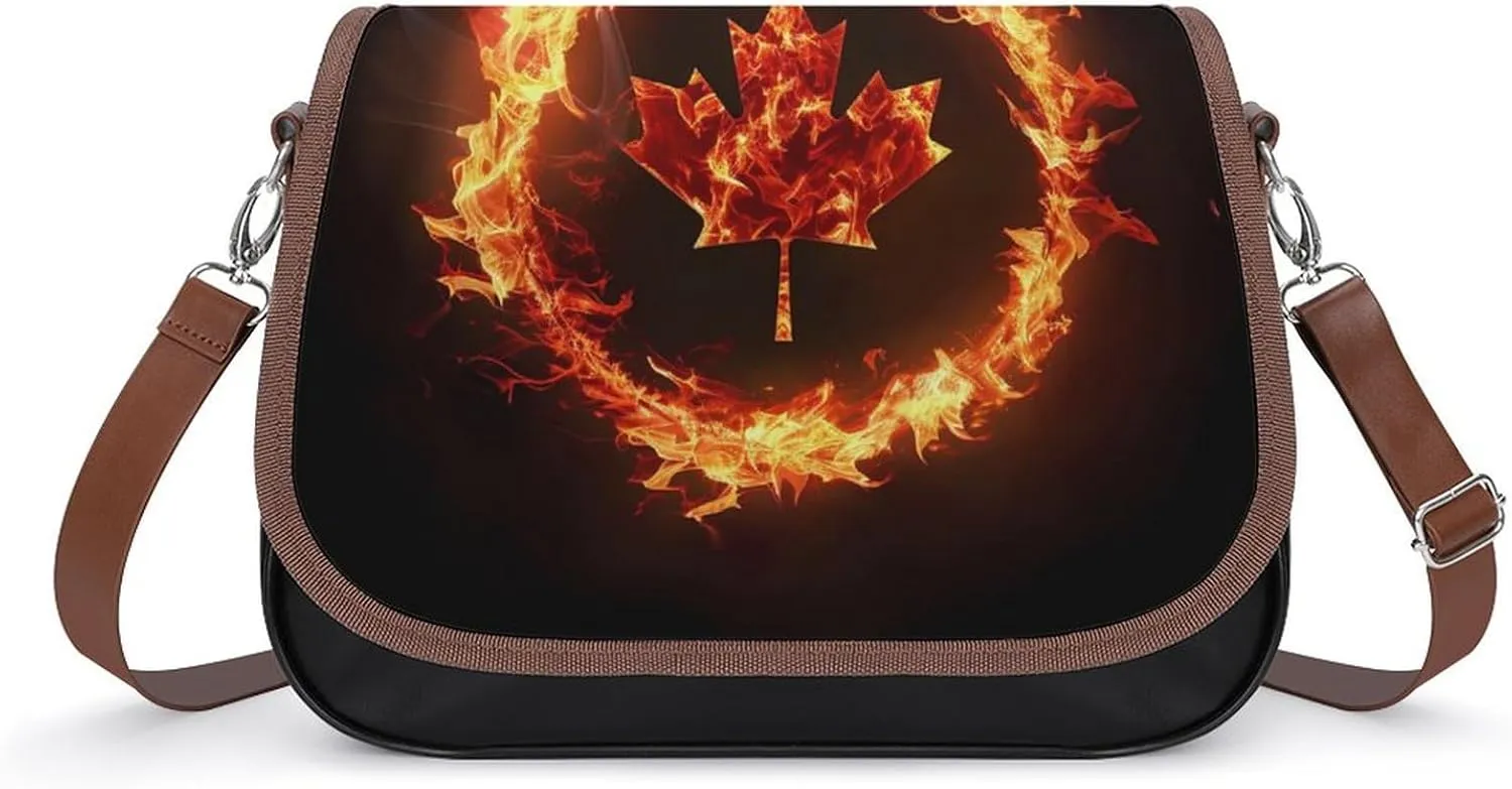Canada Flag Canadian Flame Flag Crossbody Bags for Women Trendy Shoulder Satchel Purses Messenger Bag