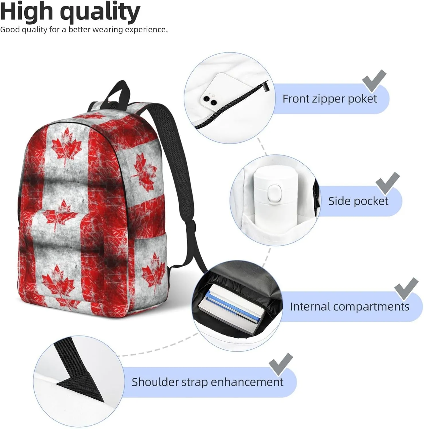 Canada Flag Canvas Casual Lightweight Duffel Bag, Fashion Duffel Bag, Unisex Travel Backpack