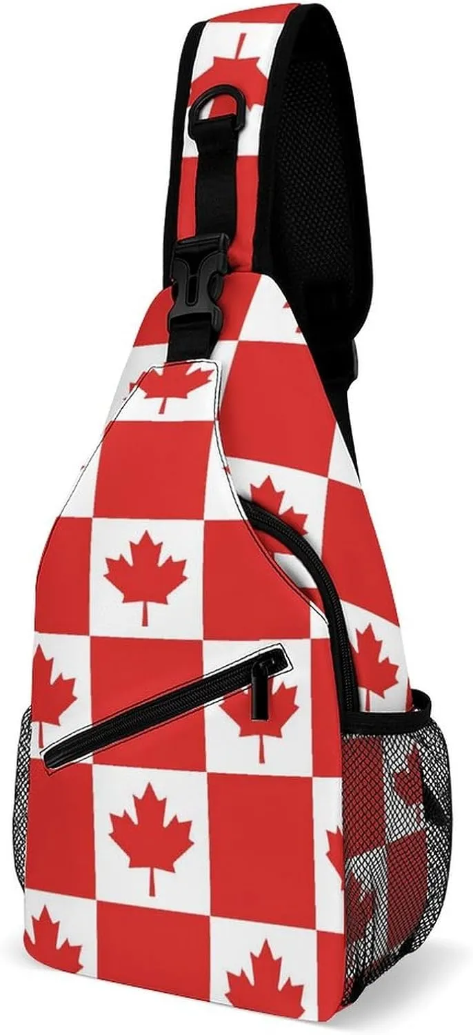 Canadian Flag Canada Leaf Casual Sling Bag Backpack Travel Shoulder Chest Crossbody Bags Adjustable Daypack Unisex