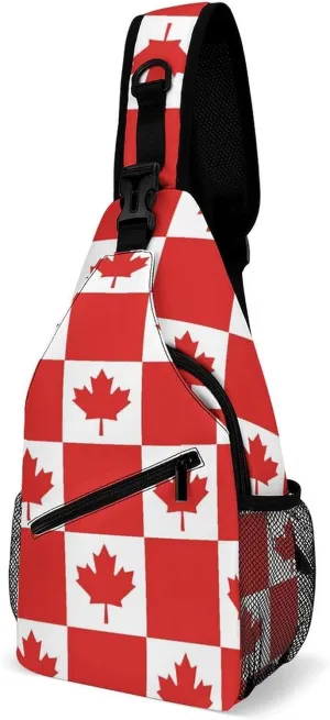 Canadian Flag Canada Leaf Casual Sling Bag Backpack Travel Shoulder Chest Crossbody Bags Adjustable Daypack Unisex