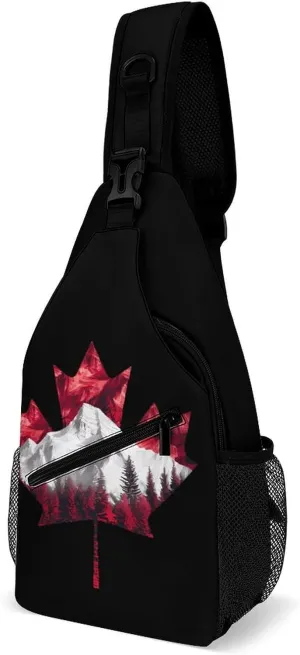Canadian Maple Mountain Crossbody Sling Bags Shoulder Backpack Chest DayPack Handbag