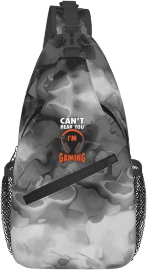 Can't Hear You I'm Gaming Sling Bag Crossbody Backpack Shoulder Casual Daypack Bag for Men Women