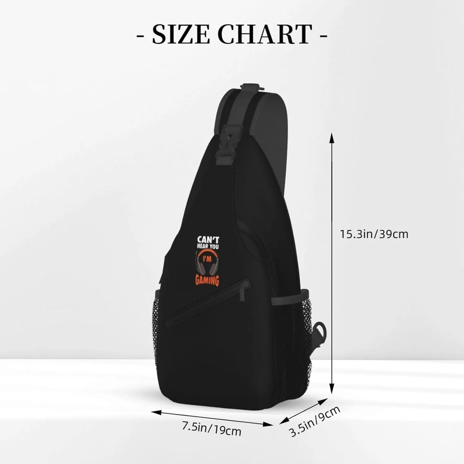Can't Hear You I'm Gaming Sling Bag Crossbody Backpack Shoulder Casual Daypack Bag for Men Women