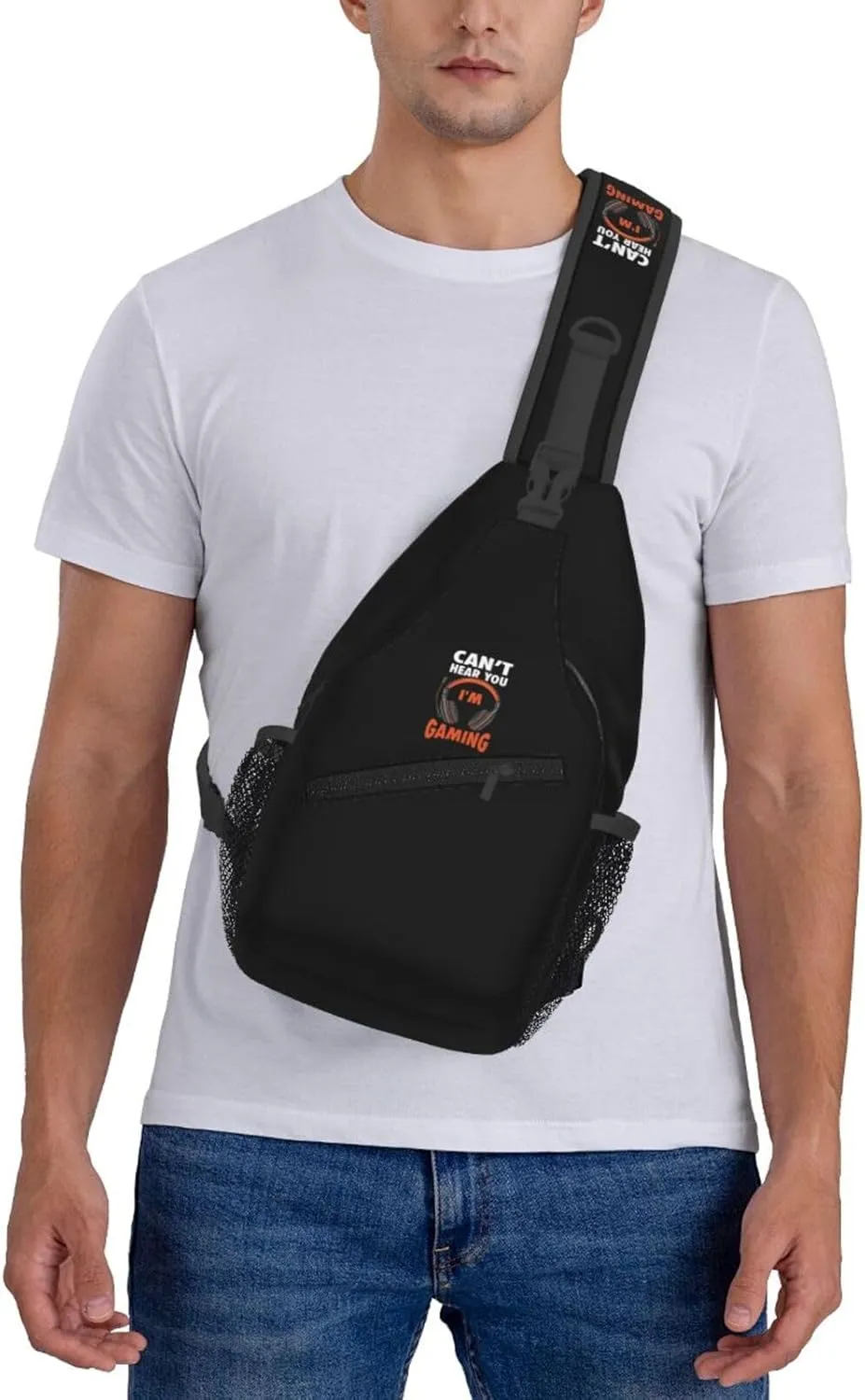 Can't Hear You I'm Gaming Sling Bag Crossbody Backpack Shoulder Casual Daypack Bag for Men Women