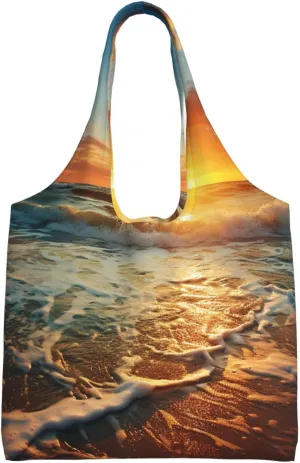 Canvas Aesthetic Tote Bag for Women Handbag Ocean Sunrise Reusable Grocery Bags with Handles