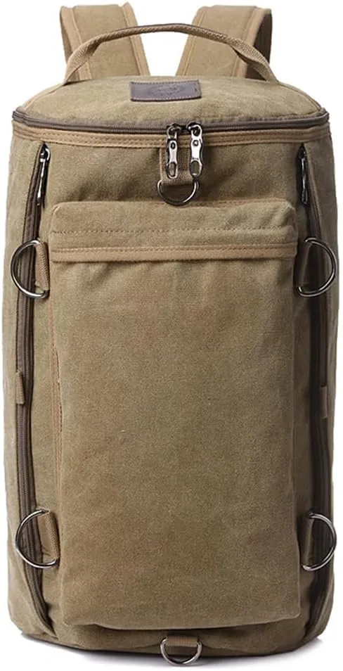 Canvas Backpack Large Capacity Backpacks Fashion Backpack Men's Travel Bag, Brown, One Size