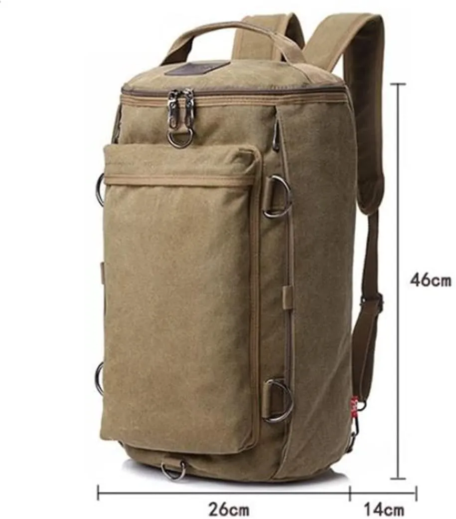 Canvas Backpack Large Capacity Backpacks Fashion Backpack Men's Travel Bag, Brown, One Size